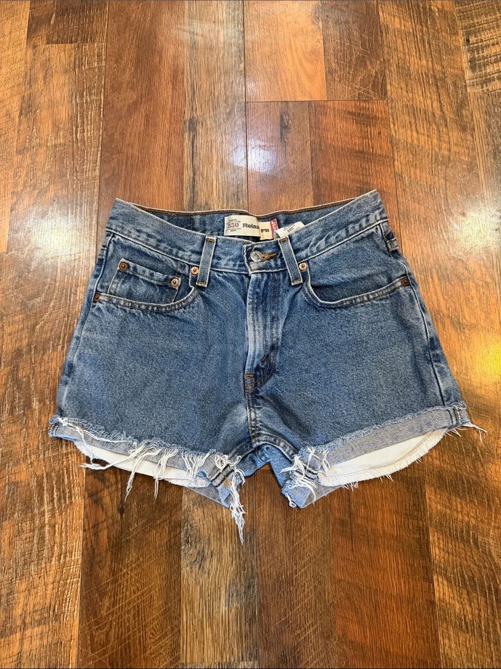 Levi's Blue Distressed Denim Cutoff Shorts 28 (5240)